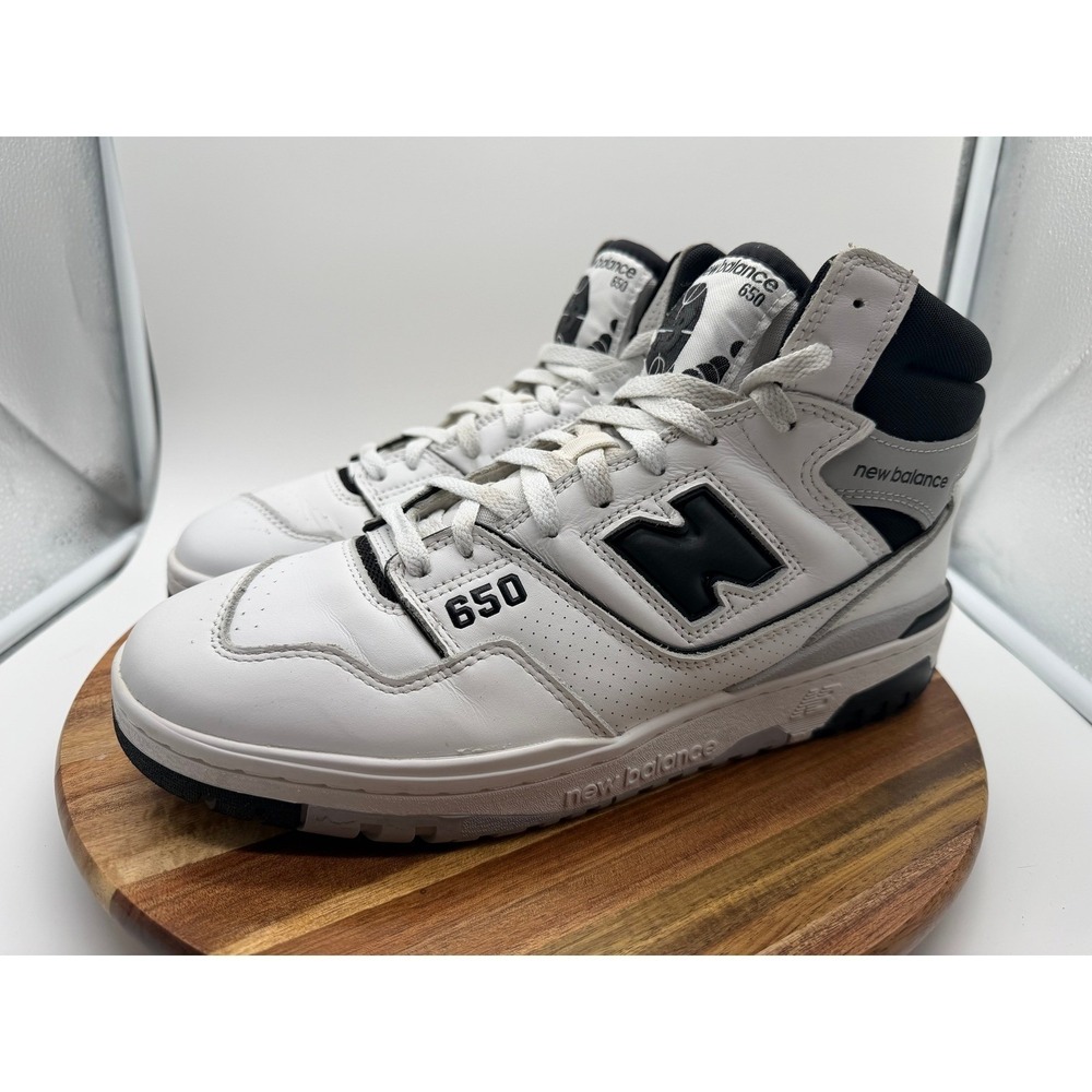 New Balance 650 High Top Sneakers‎ White Black Men's Size 10 1/2 Gently Worn